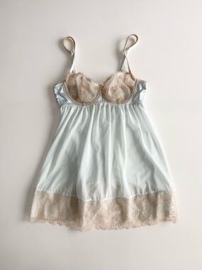 Blush light blue sheer lace babydoll camisole